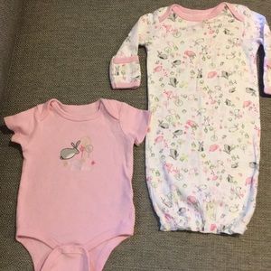 ♦️5/$15♦️EUC Bunny Sleep Gown w/ Matching Onesie